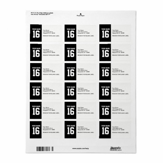Black Sporty Team Jersey Etiket (Full Sheet)