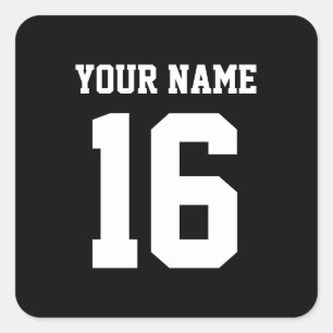 Black Sporty Team Jersey Vierkante Sticker