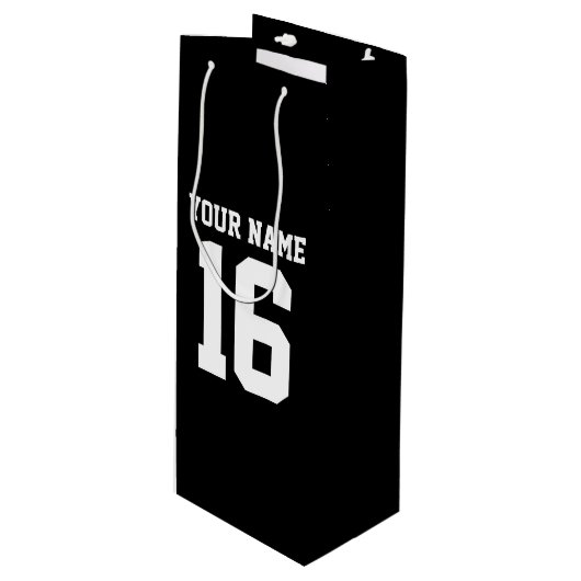 Black Sporty Team Jersey Wijn Cadeautas (Voorkant Gekanteld)