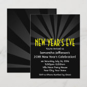 Black Spotlight Marquee New Years Party Kaart (Voorkant / Achterkant)