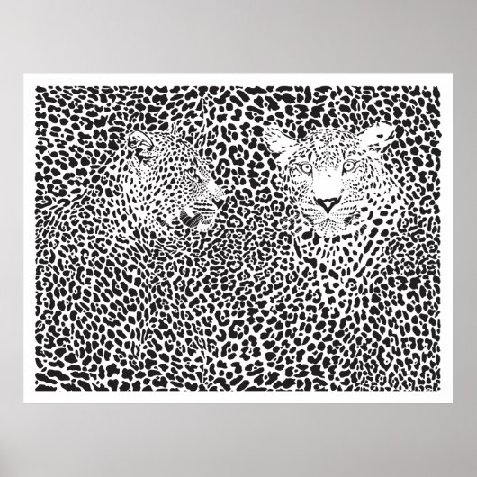 Black Spots Leopards Camouflaed Poster (Voorkant)