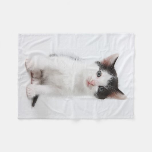 Black Spotted Kitten Fleece Deken (Voorkant (Horizontaal))