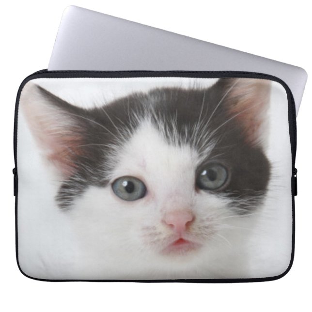 Black Spotted Kitten Laptop Sleeve (Voorkant)
