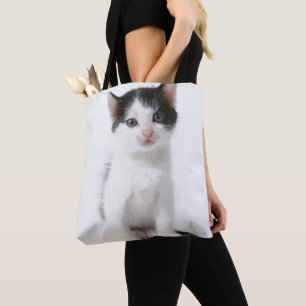 Black Spotted Kitten Tote Bag