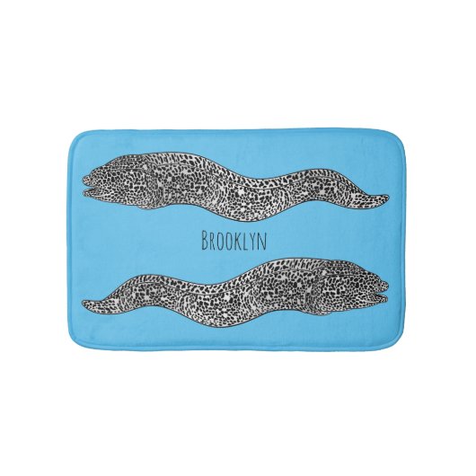 Black spotted moray eel cartoon illustration badmat (Voorkant)