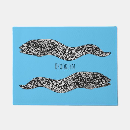 Black spotted moray eel cartoon illustration deurmat (Voorkant)