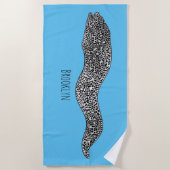 Black spotted moray eel cartoon illustration strandlaken (Voorkant)