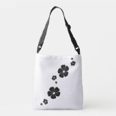 Black Spring Flowers Cross Body Canvas tas (Achterkant)