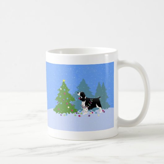 Black Springer Spaniel die kerstboom decorreert Koffiemok (Rechts)