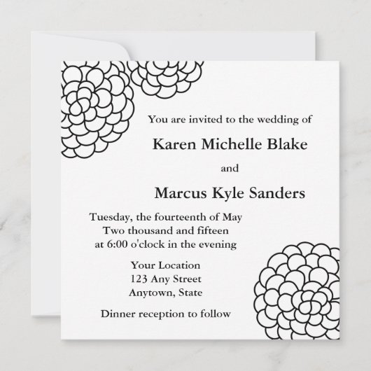 Black Square bruiloft uitnodigingen of aankondigin (Voorkant)