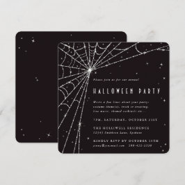 Black Square Diamond Spider Web Halloween Party Kaart