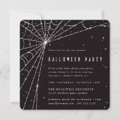 Black Square Diamond Spider Web Halloween Party Kaart (Voorkant)