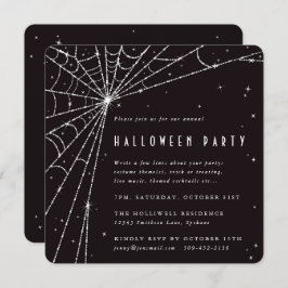 Black Square Diamond Spider Web Halloween Party Kaart