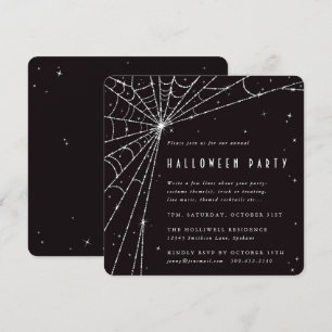 Black Square Diamond Spider Web Halloween Party Kaart