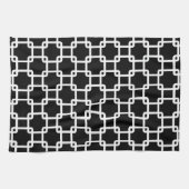 Black Square Link Pattern Kitchen Towel Theedoek (Horizontaal)