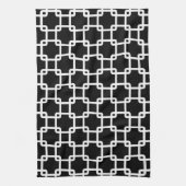 Black Square Link Pattern Kitchen Towel Theedoek (Verticaal)