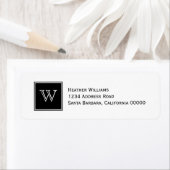 Black Square Monogram Adresetiketten Etiket (Insitu)