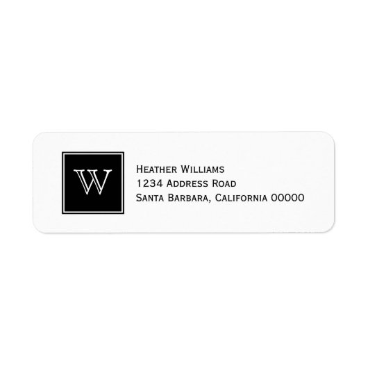 Black Square Monogram Adresetiketten Etiket (Voorkant)