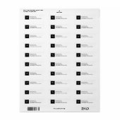Black Square Monogram Adresetiketten Etiket (Full Sheet)