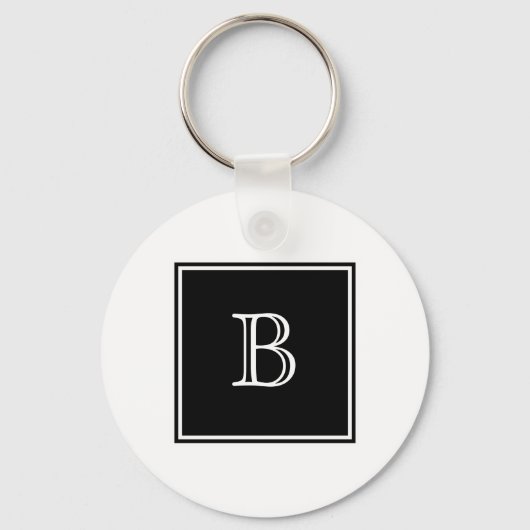 Black Square Monogram Basic Sleutelhanger (Voorkant)