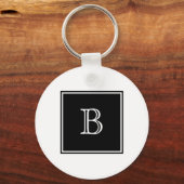 Black Square Monogram Basic Sleutelhanger (Voorkant)