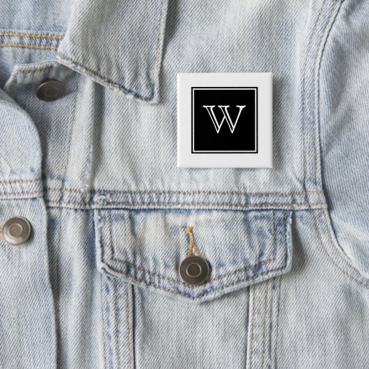 Black Square Monogram Button (In situ)