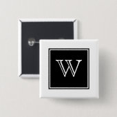 Black Square Monogram Button (Voorkant /achterkant)