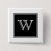 Black Square Monogram Button (Voorkant)