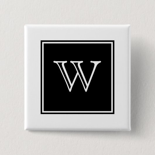 Black Square Monogram Button (Voorkant)