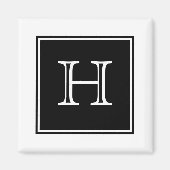 Black Square Monogram Magnet (Voorkant)