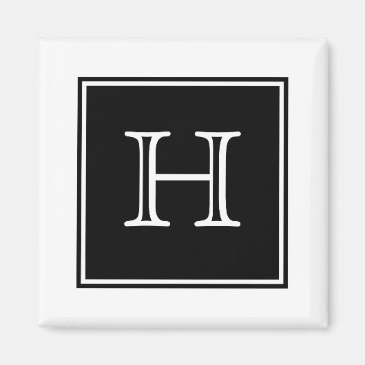 Black Square Monogram Magnet (Voorkant)
