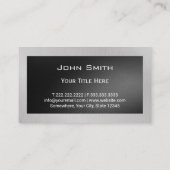 Black Square Monogram Silver Metal Construction Visitekaartje (Achterkant)