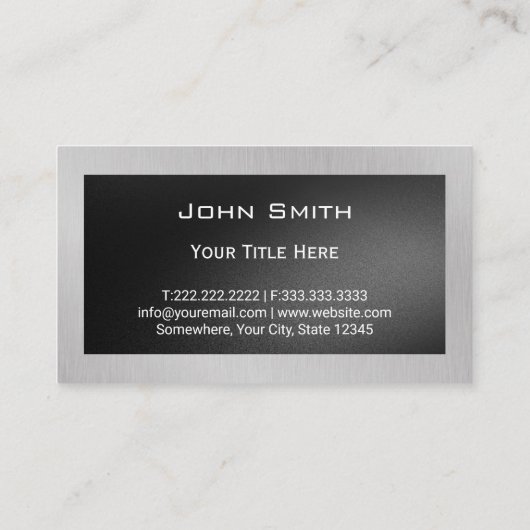 Black Square Monogram Silver Metal Construction Visitekaartje (Achterkant)