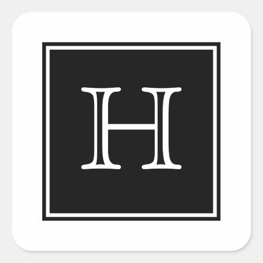 Black Square Monogram Stickers (Voorkant)