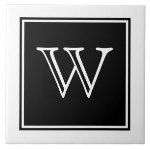 Black Square Monogram Tile Tegeltje