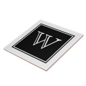 Black Square Monogram Tile Tegeltje (Zijkant)