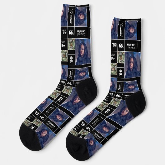 Black Square Photo Afstuderen Class Year Socks Sokken (Links)
