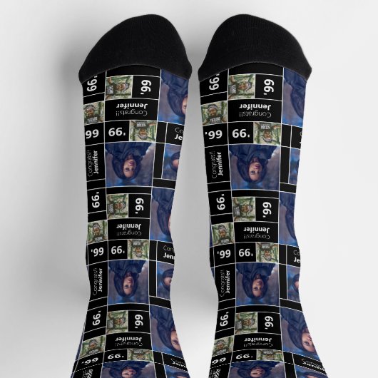 Black Square Photo Afstuderen Class Year Socks Sokken (Top)