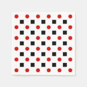 Black Squares Red Polka Dots Pattern White BG Servetten (Voorkant)