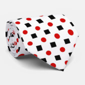 Black Squares Red Polka Dots Pattern White BG Stropdas (Opgerold)
