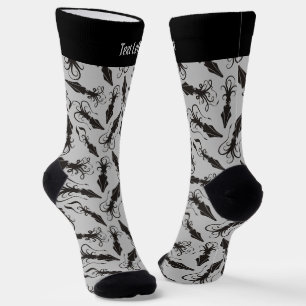 Black Squid Pattern Socks Sokken
