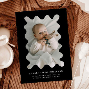 Black Squiggly Lijst Geboorteaankondiging Foto Aankondiging