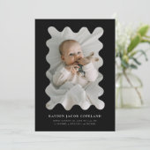 Black Squiggly Lijst Geboorteaankondiging Foto Aankondiging (Staand voorkant)