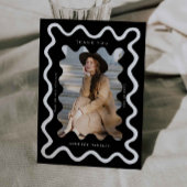 Black Squiggly Wavy Lijst Afstuderen Dank u Aankondiging