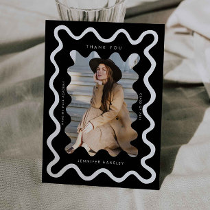 Black Squiggly Wavy Lijst Afstuderen Dank u Aankondiging