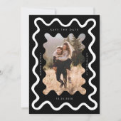 Black Squiggly Wavy Lijst Wedding Save The Date (Voorkant)