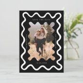 Black Squiggly Wavy Lijst Wedding Save The Date (Staand voorkant)