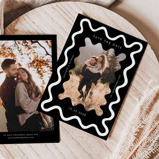 Black Squiggly Wavy Lijst Wedding Save The Date