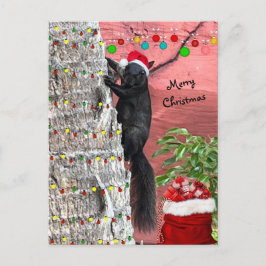 Black Squirrel Christmas Flat Holiday Card Feestdagenkaart