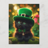 Black St. Patrick's Day Kitten Briefkaart (Voorkant)